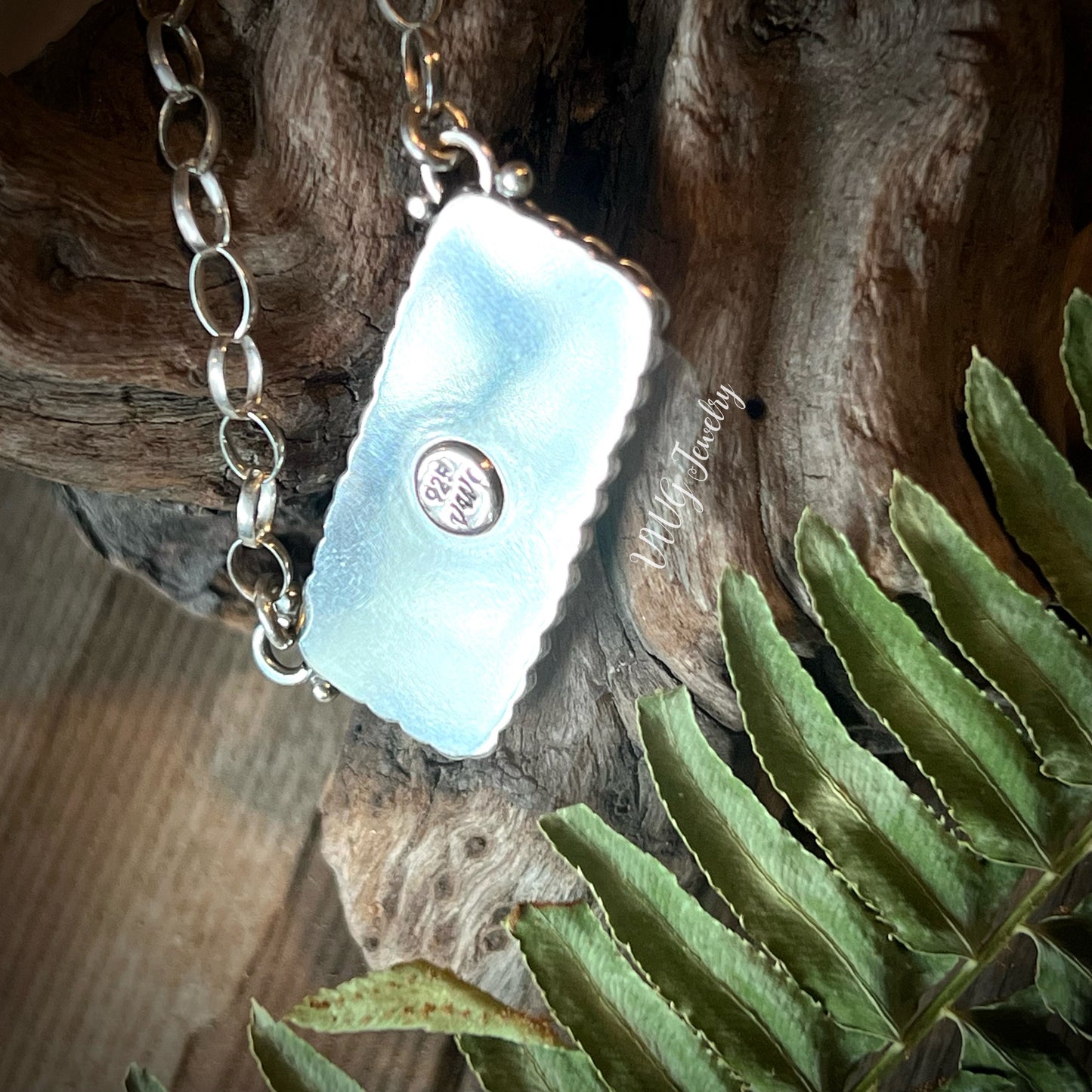 Turquoise Rectangle Sterling Silver .925 Pendant Necklace