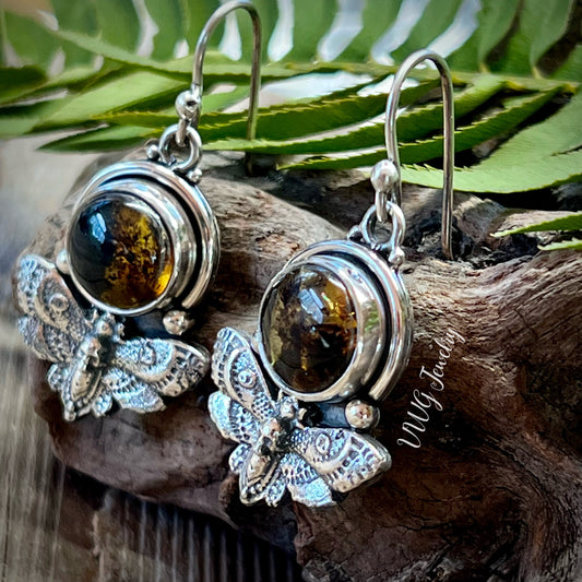 Hawks Moth Amber .925 Earrings