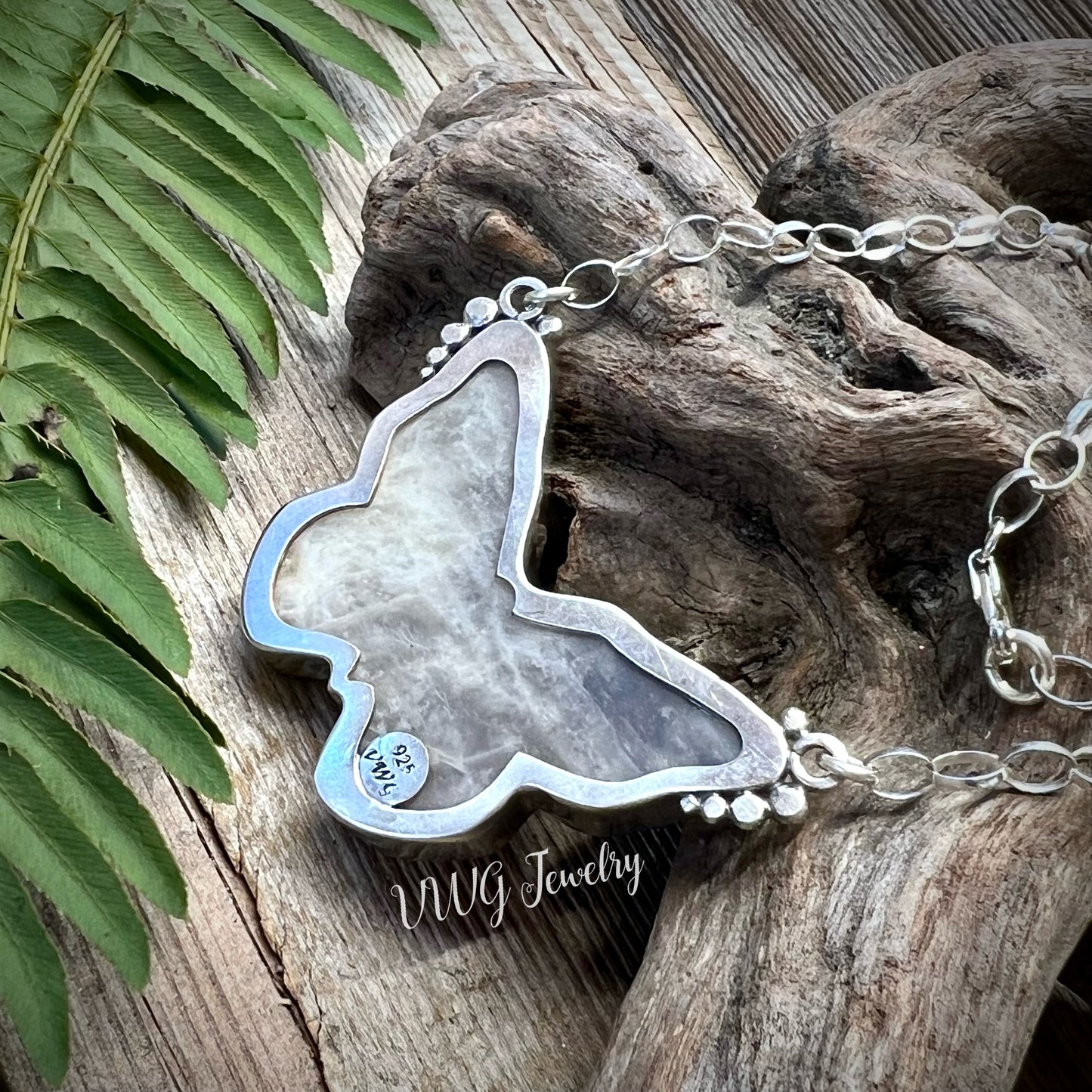 Hawk Moth Moonstone .925 LG Stone Necklace