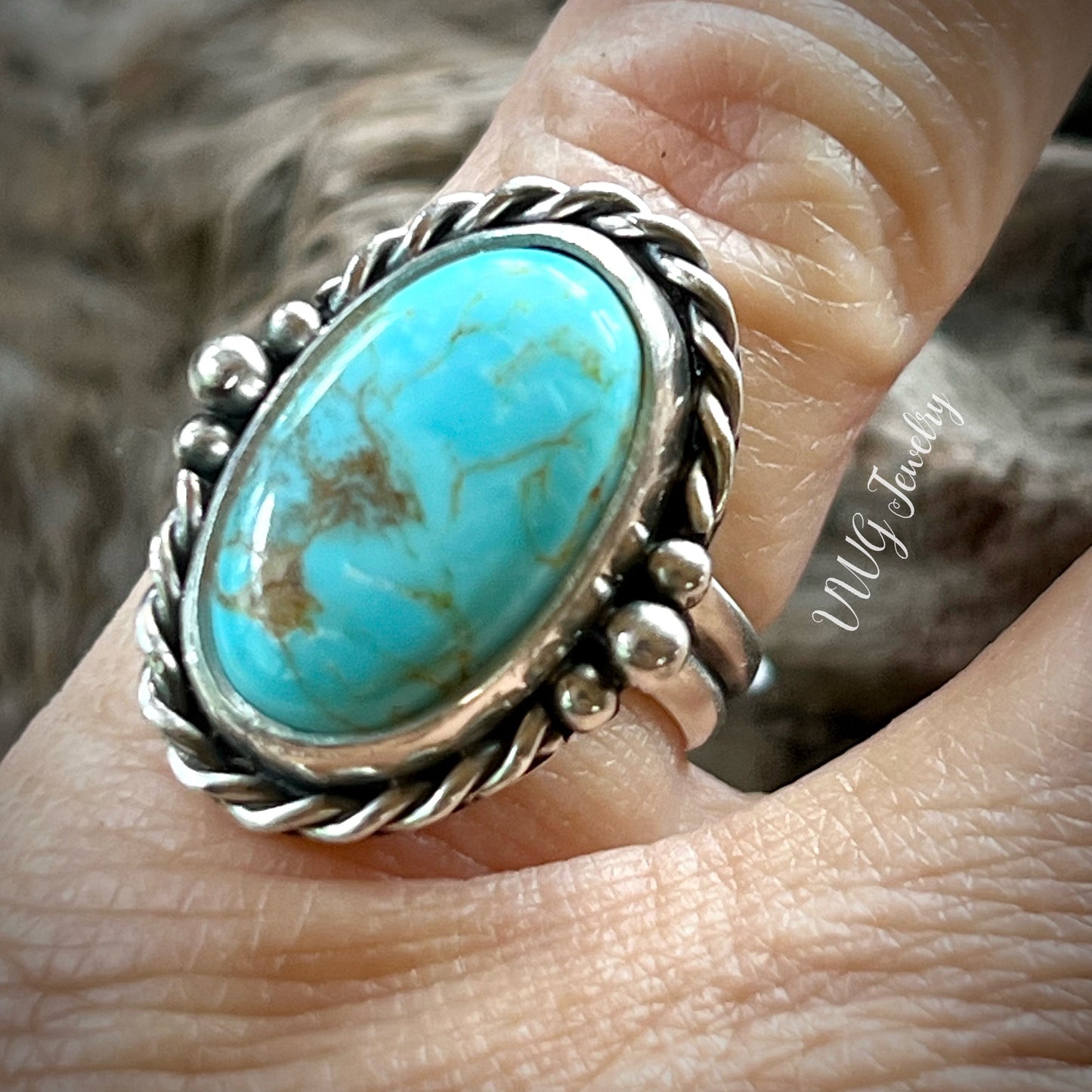 Kings Manassa Turquoise Sterling Silver Ring Size 6.5