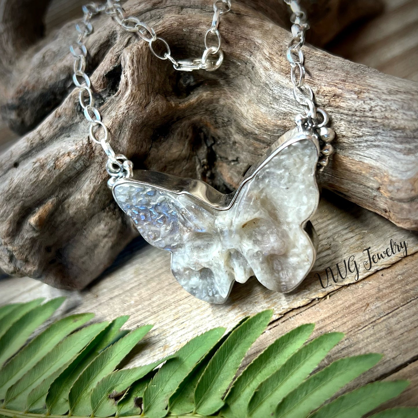 Hawk Moth Moonstone .925 LG Stone Necklace