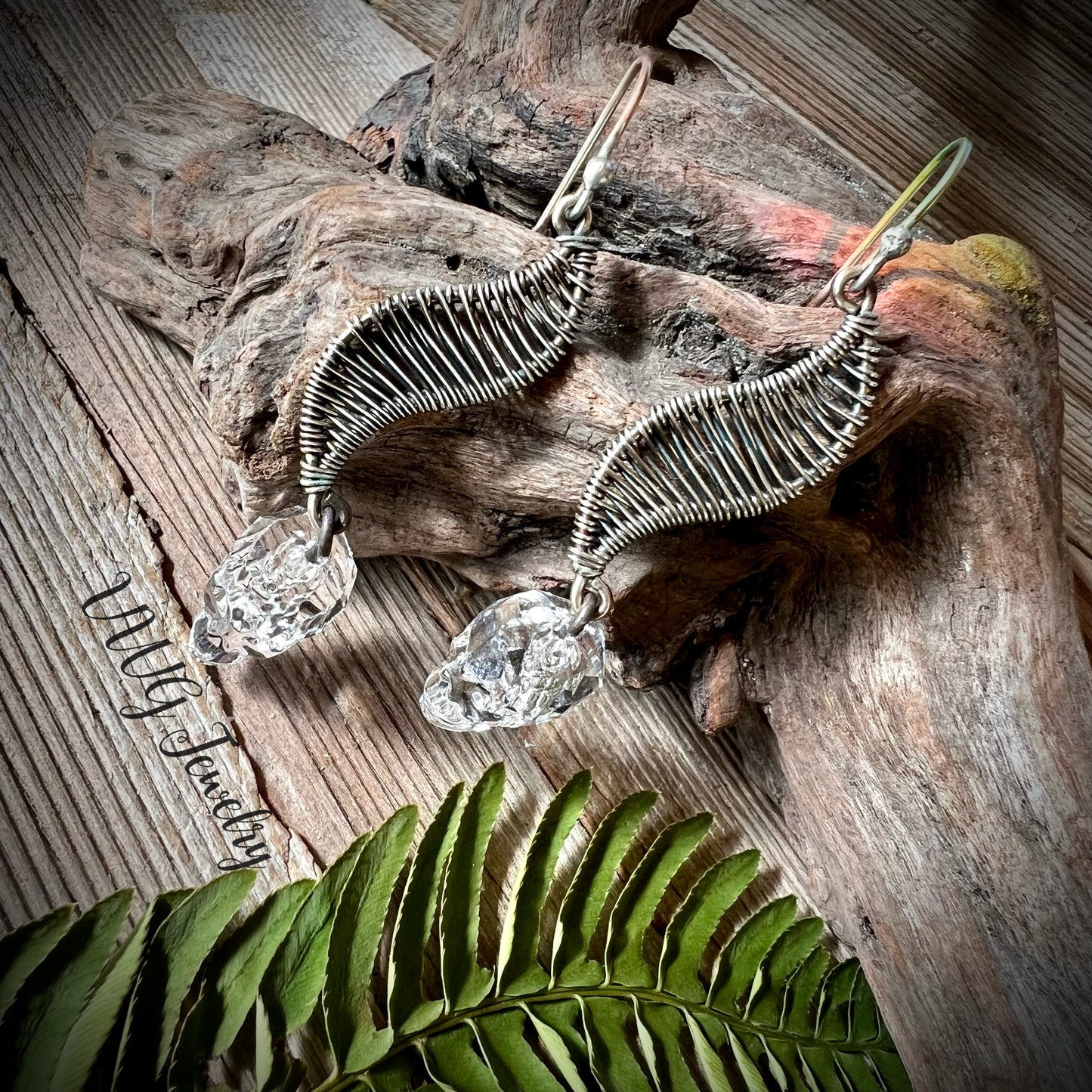 Crystal Skull & Wire Wrap Earrings .925