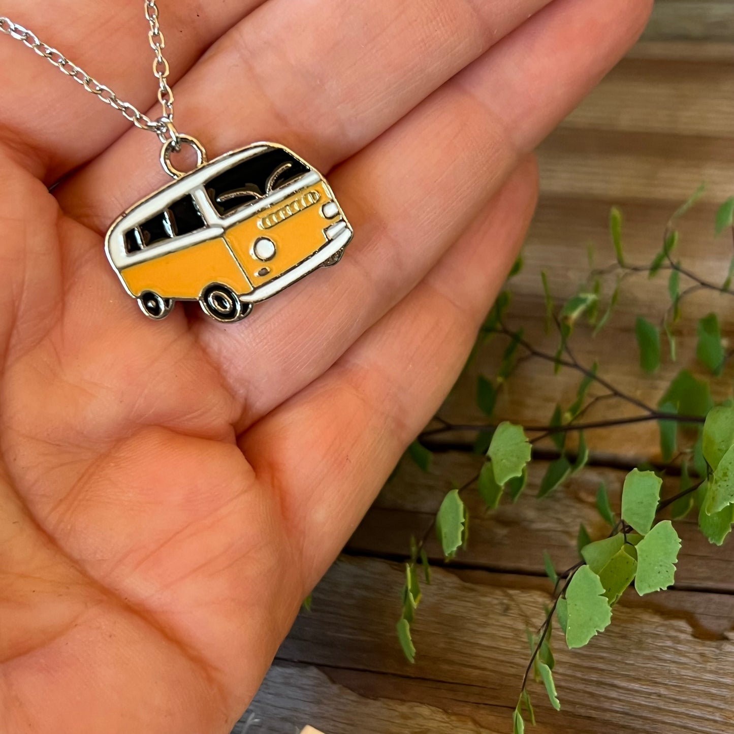 Hippy Bay Bus Enamel Necklace