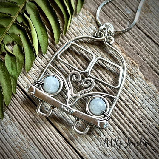 Love Bus Sterling Wire Necklace