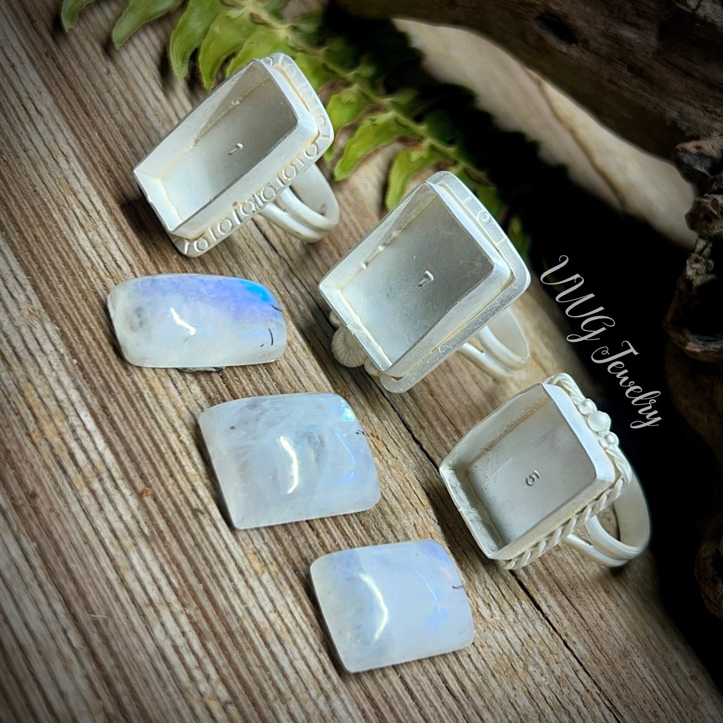 Moonstone Rectangular Sterling Silver Rings