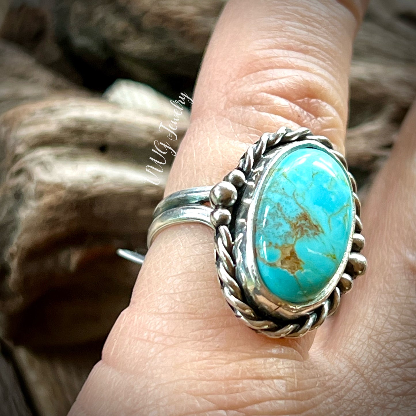 Kings Manassa Turquoise Sterling Silver Ring Size 6.5