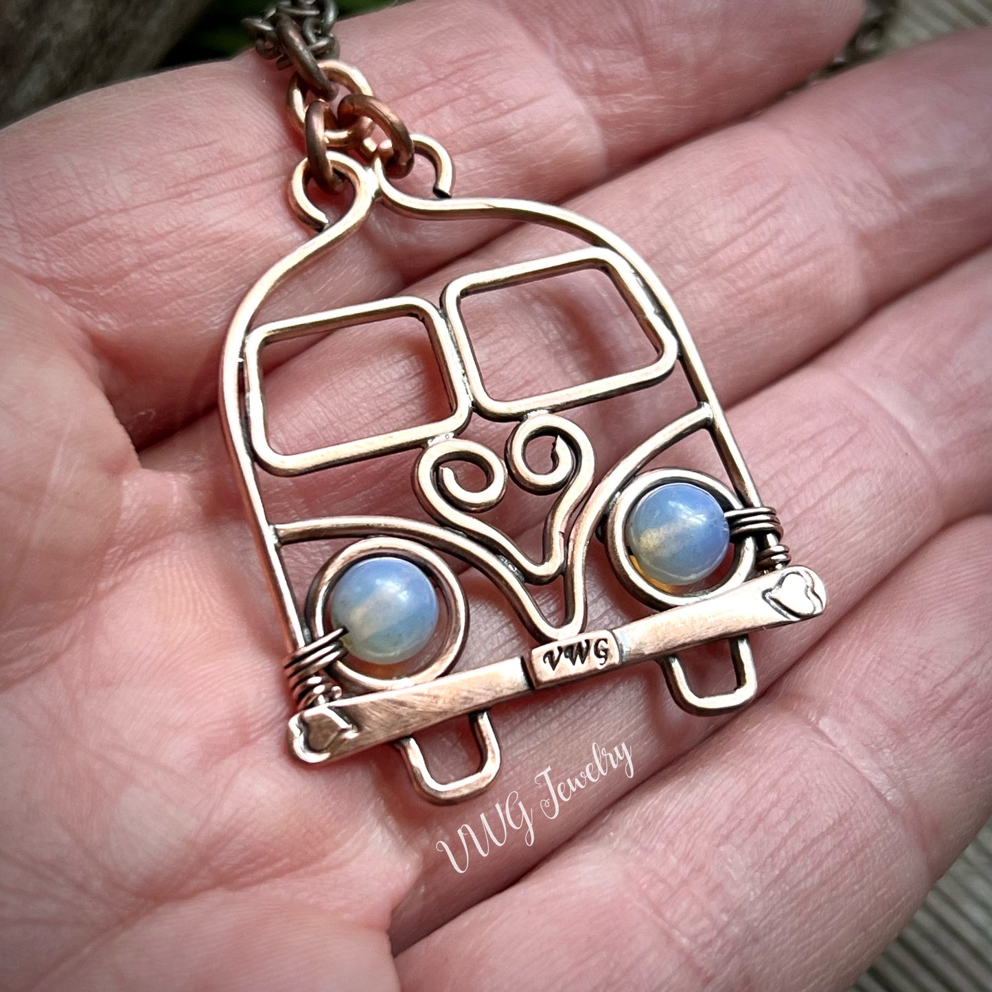 Love Bus 60’s Copper Wire Necklace