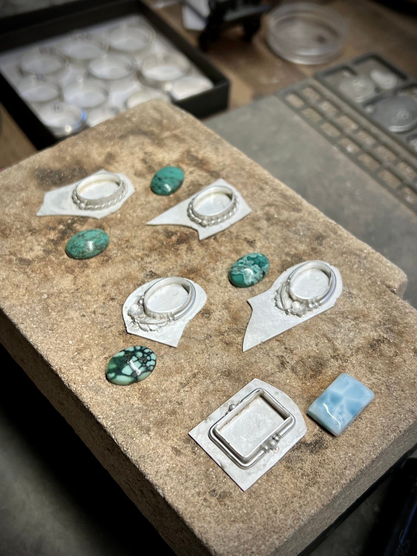 Turquoise Floral Sterling Silver Ring Size 7.5