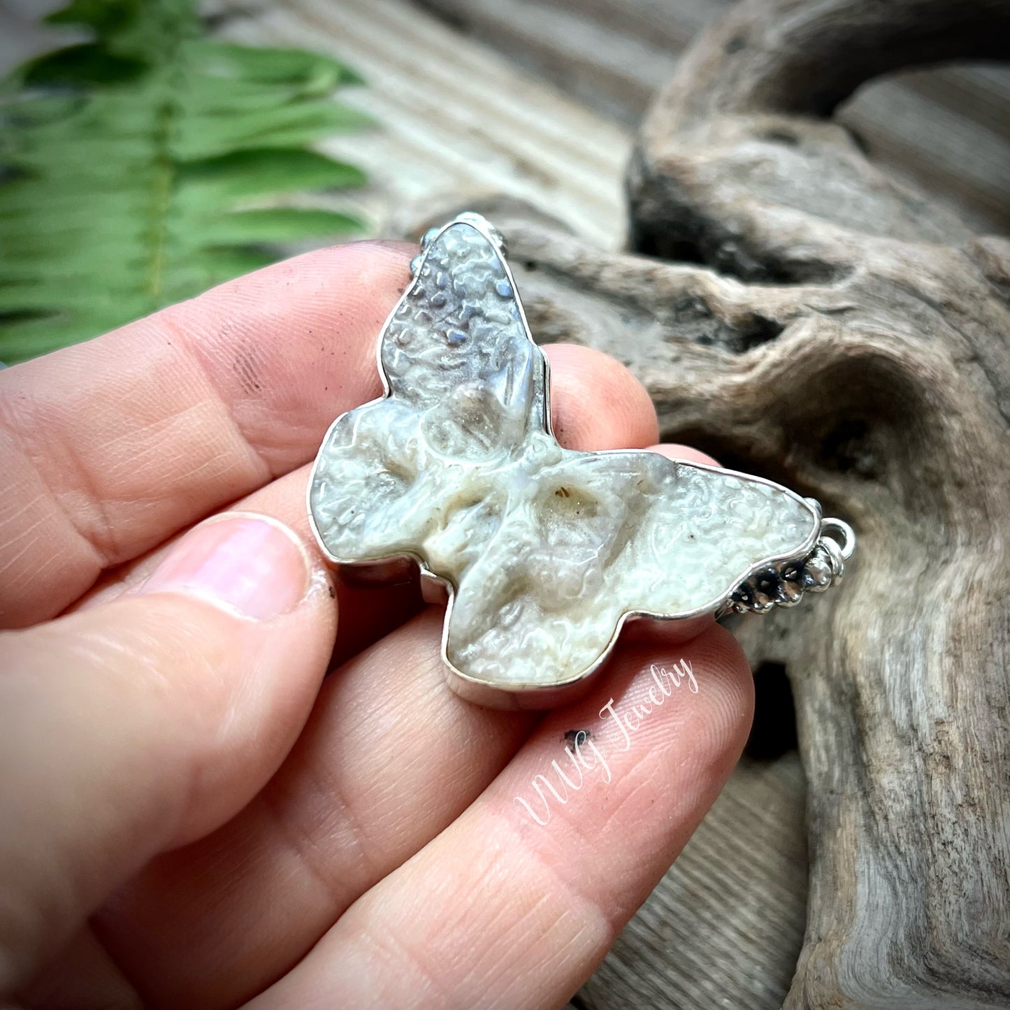 Hawk Moth Moonstone .925 LG Stone Necklace
