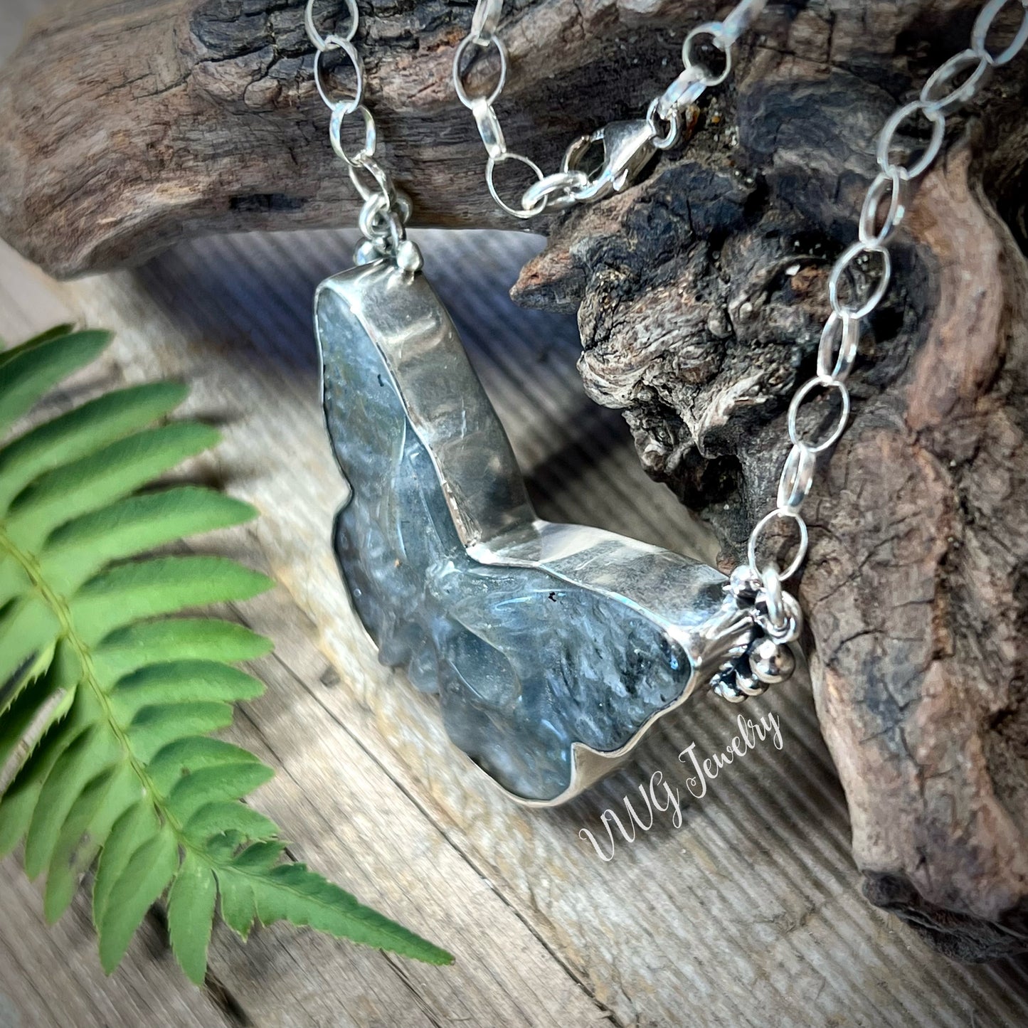 Hawk Moth Labradorite .925 LG Stone Necklace