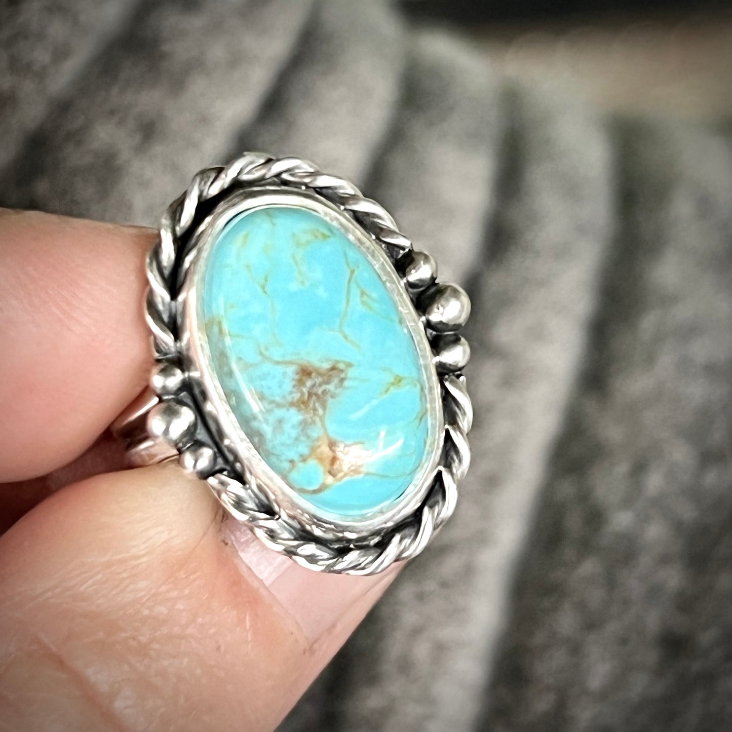 Kings Manassa Turquoise Sterling Silver Ring Size 6.5