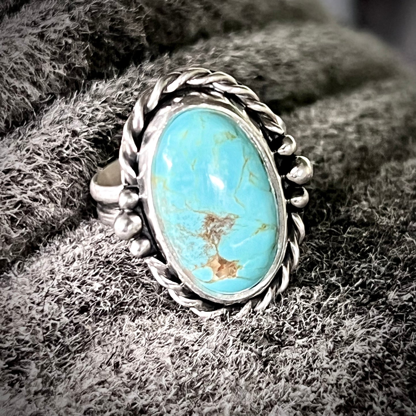 Kings Manassa Turquoise Sterling Silver Ring Size 6.5