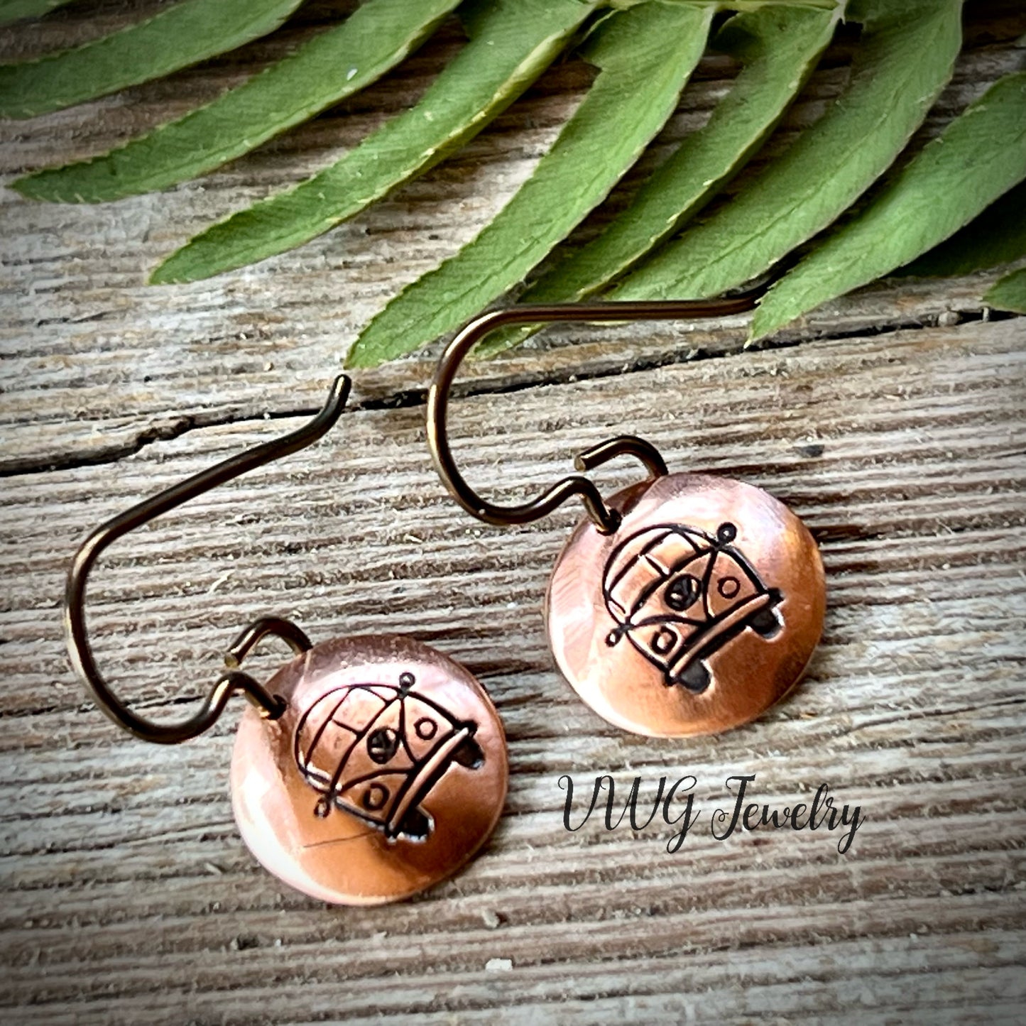 Hippy Love Copper Hand Stamped Earrings