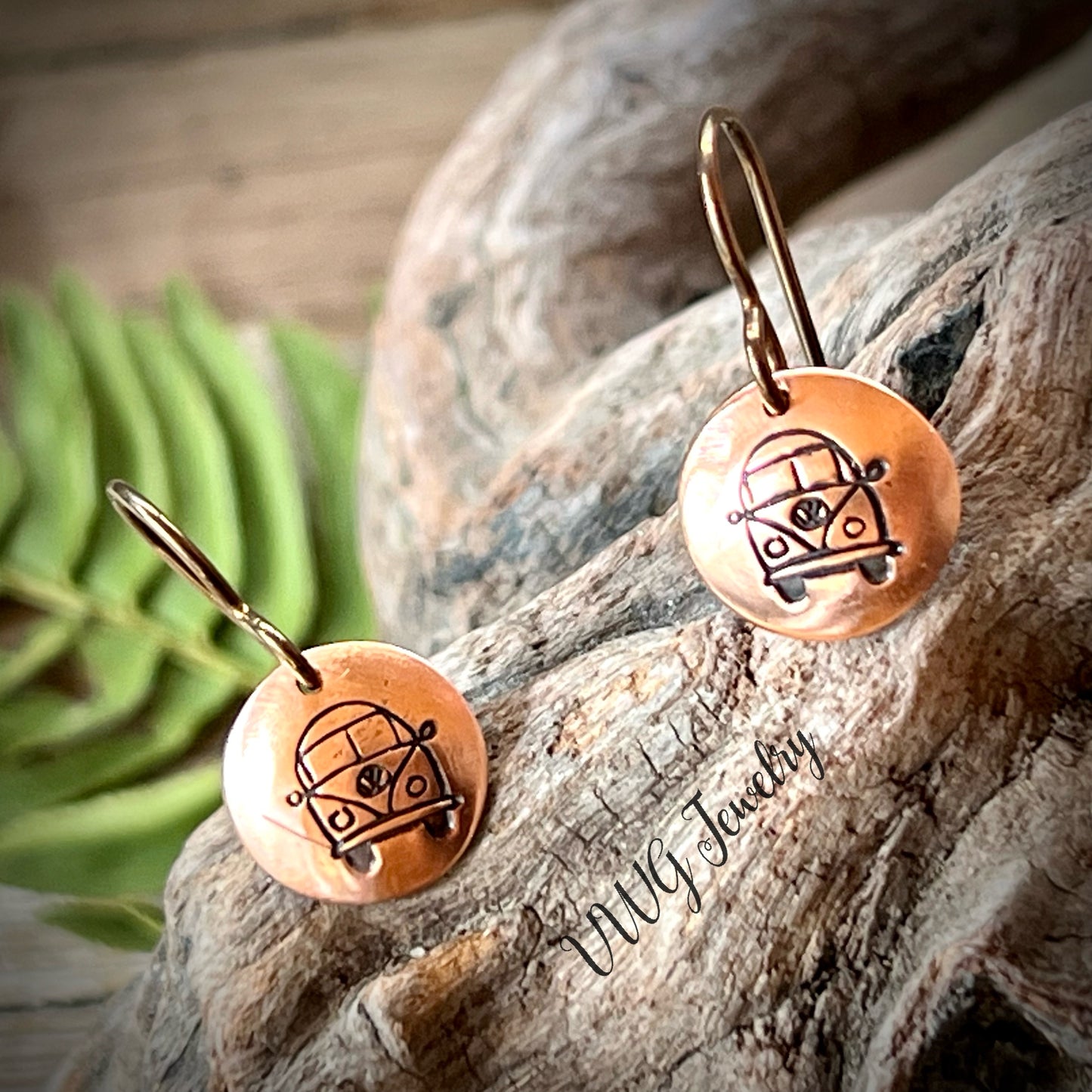 Hippy Love Copper Hand Stamped Earrings