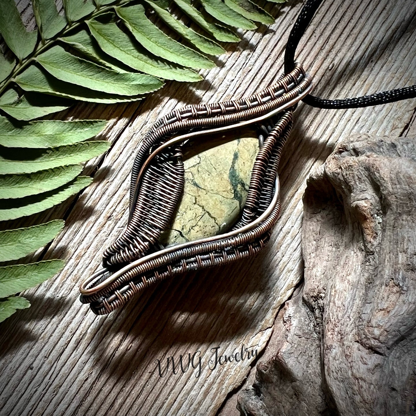 Green Jasper Wire Wrapped Pendant