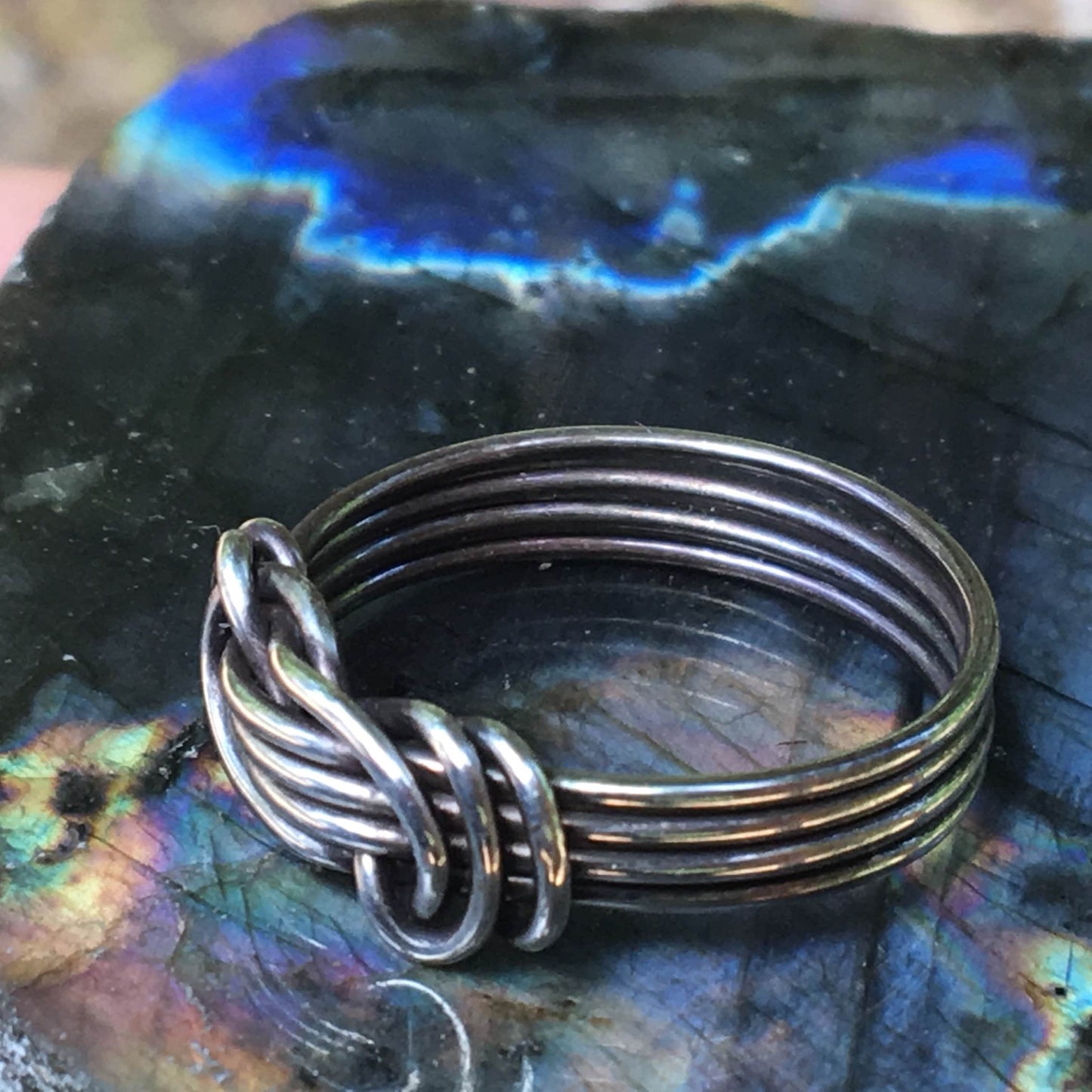 Gypsy Knotted Ring Braided Sterling Silver or Copper Band