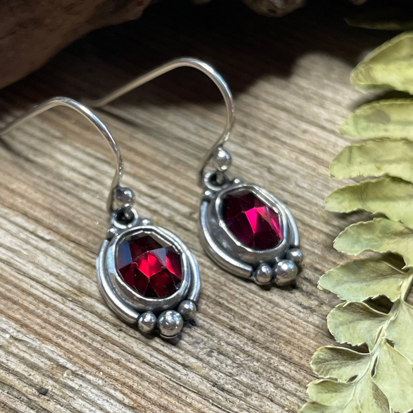 Garnet Sterling Silver Earrings