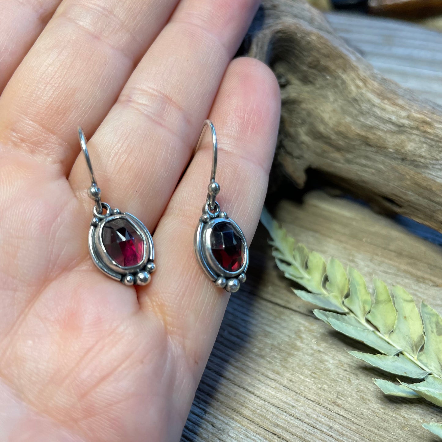 Garnet Sterling Silver Earrings