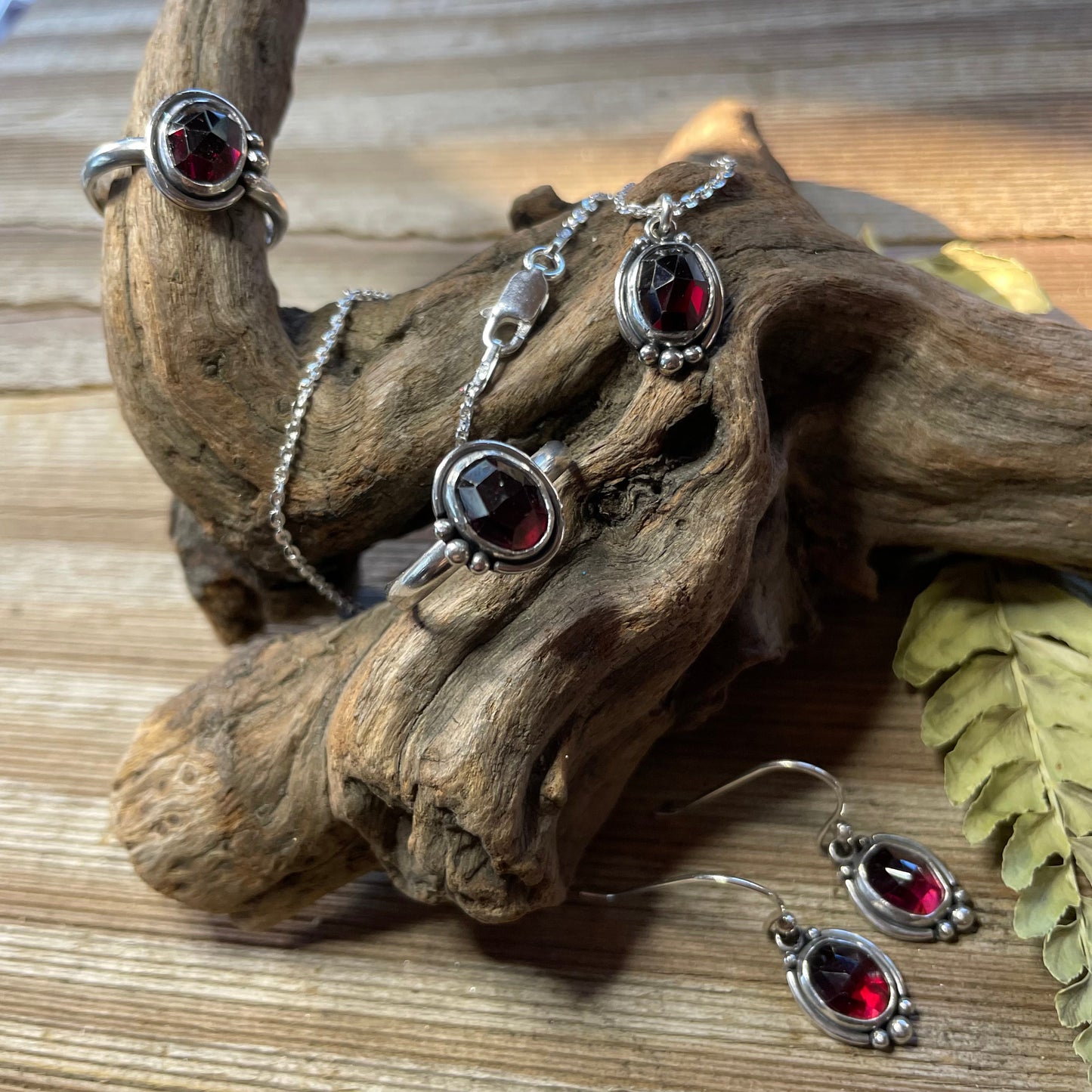 Garnet Sterling Silver Earrings