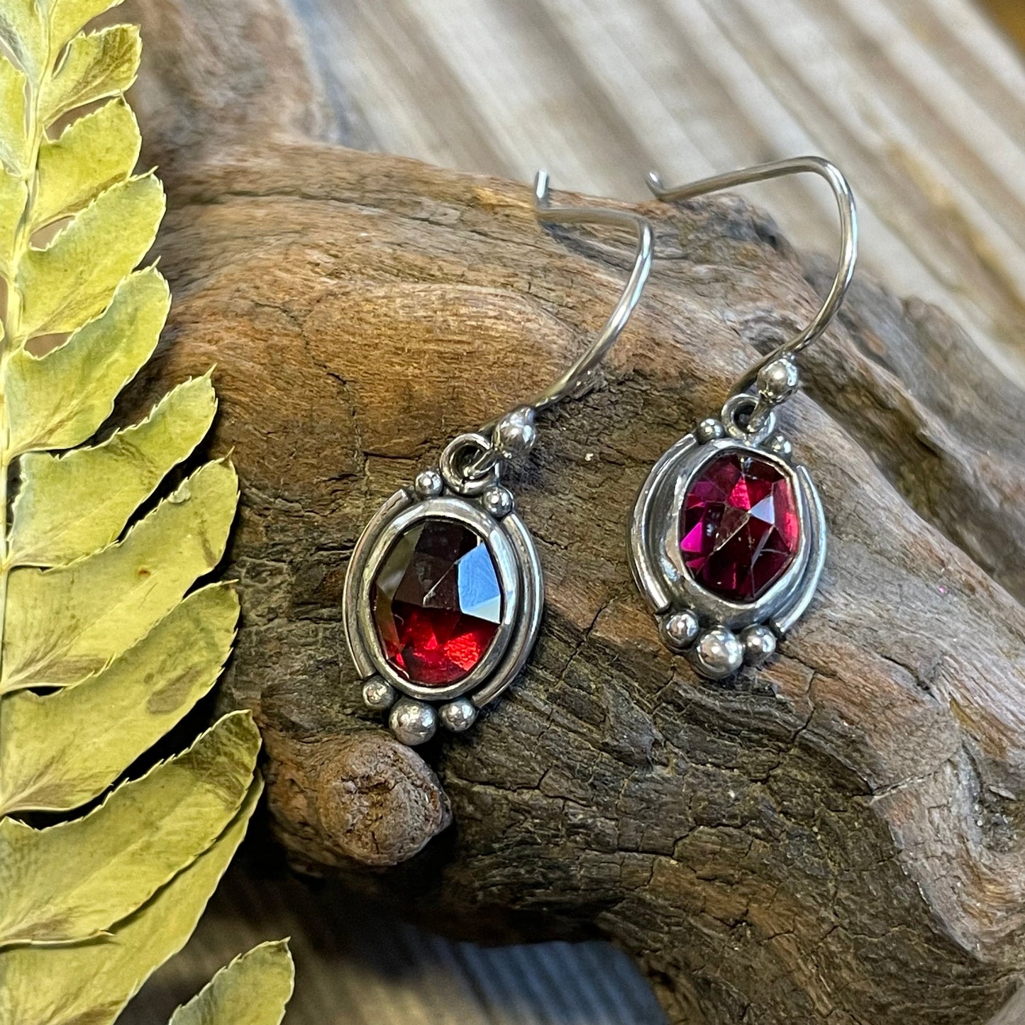 Garnet Sterling Silver Earrings