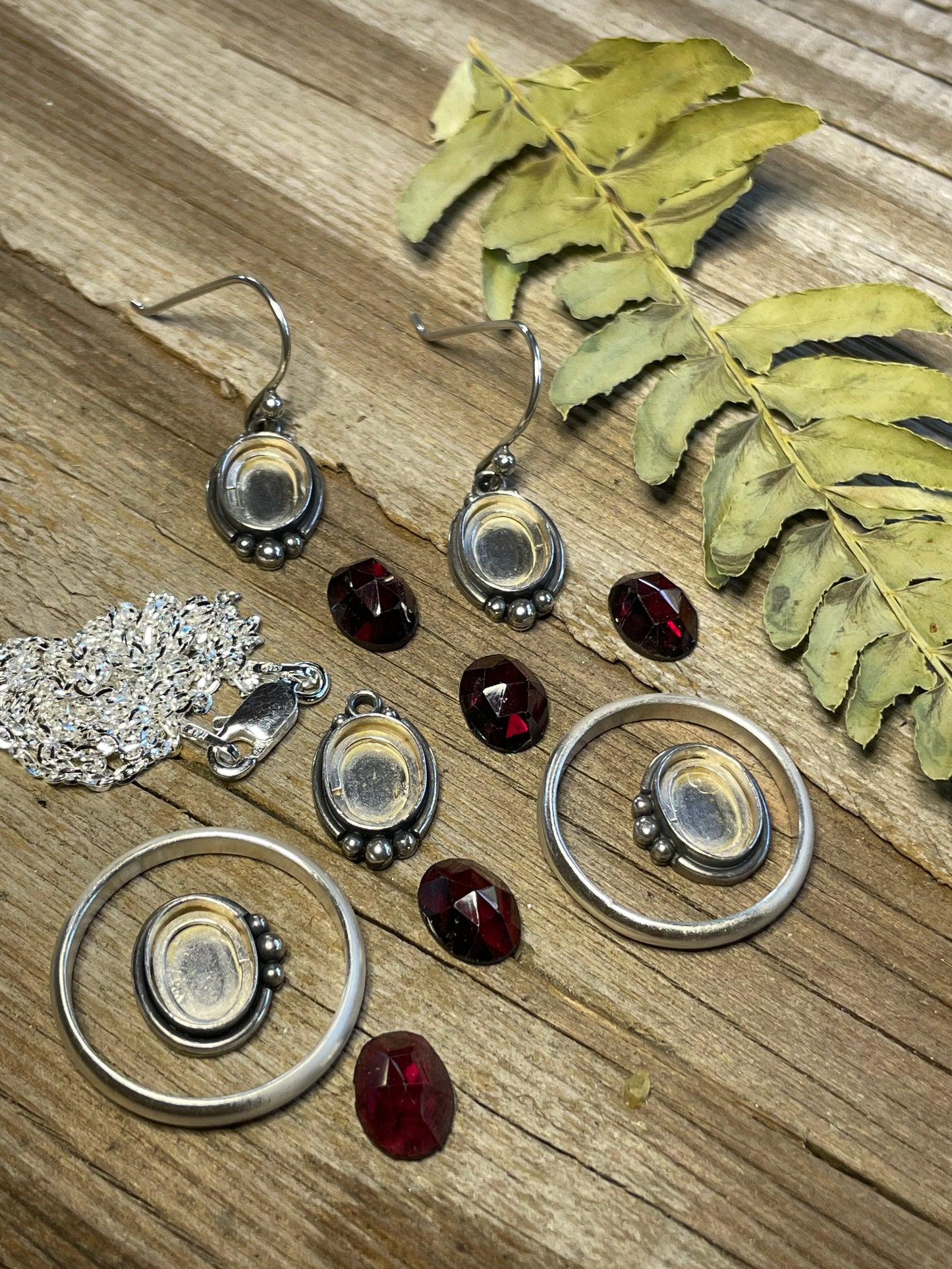 Garnet Sterling Silver Earrings