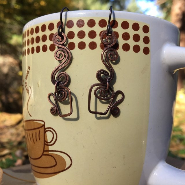 Coffee Swirl Dreams Earrings Boho Hypoallergenic Niobium Ear Wires