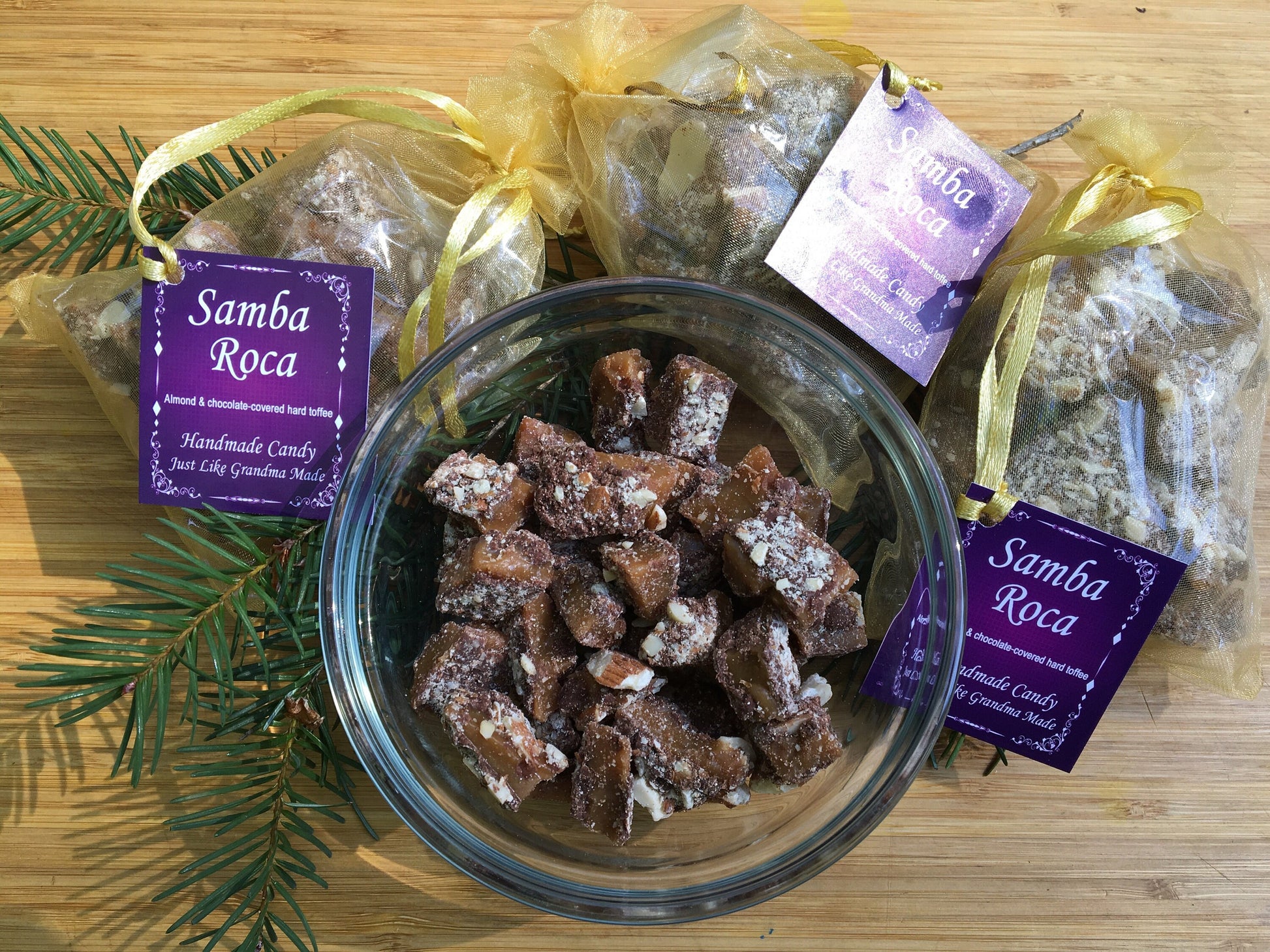 4oz Samba's Roca Toffee Covered In Chocolate & Almonds