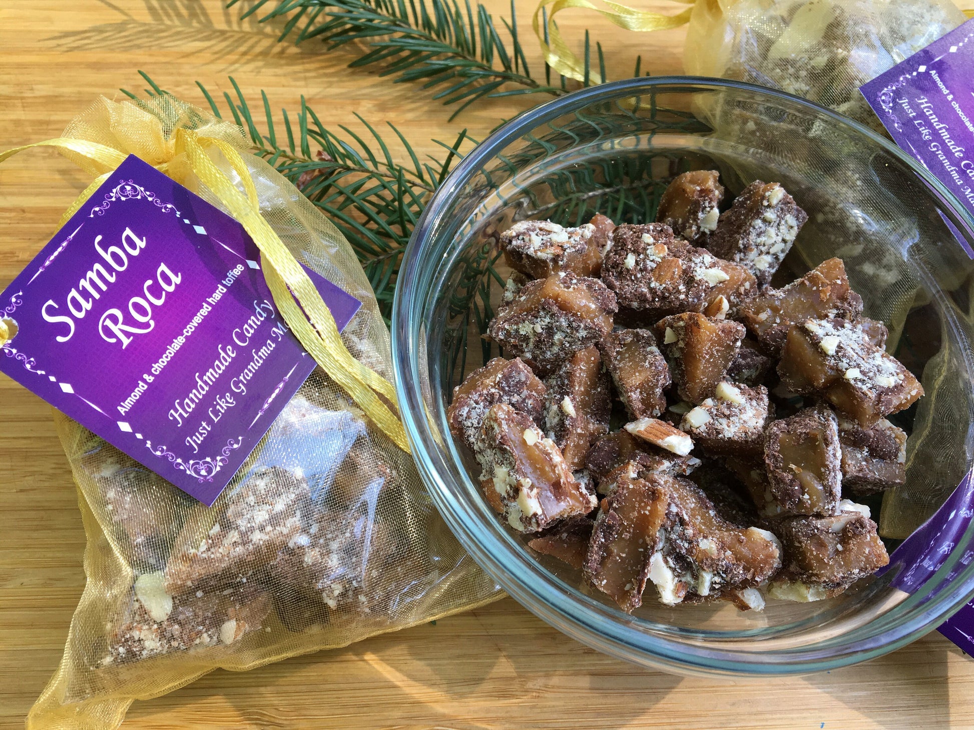 4oz Samba's Roca Toffee Covered In Chocolate & Almonds