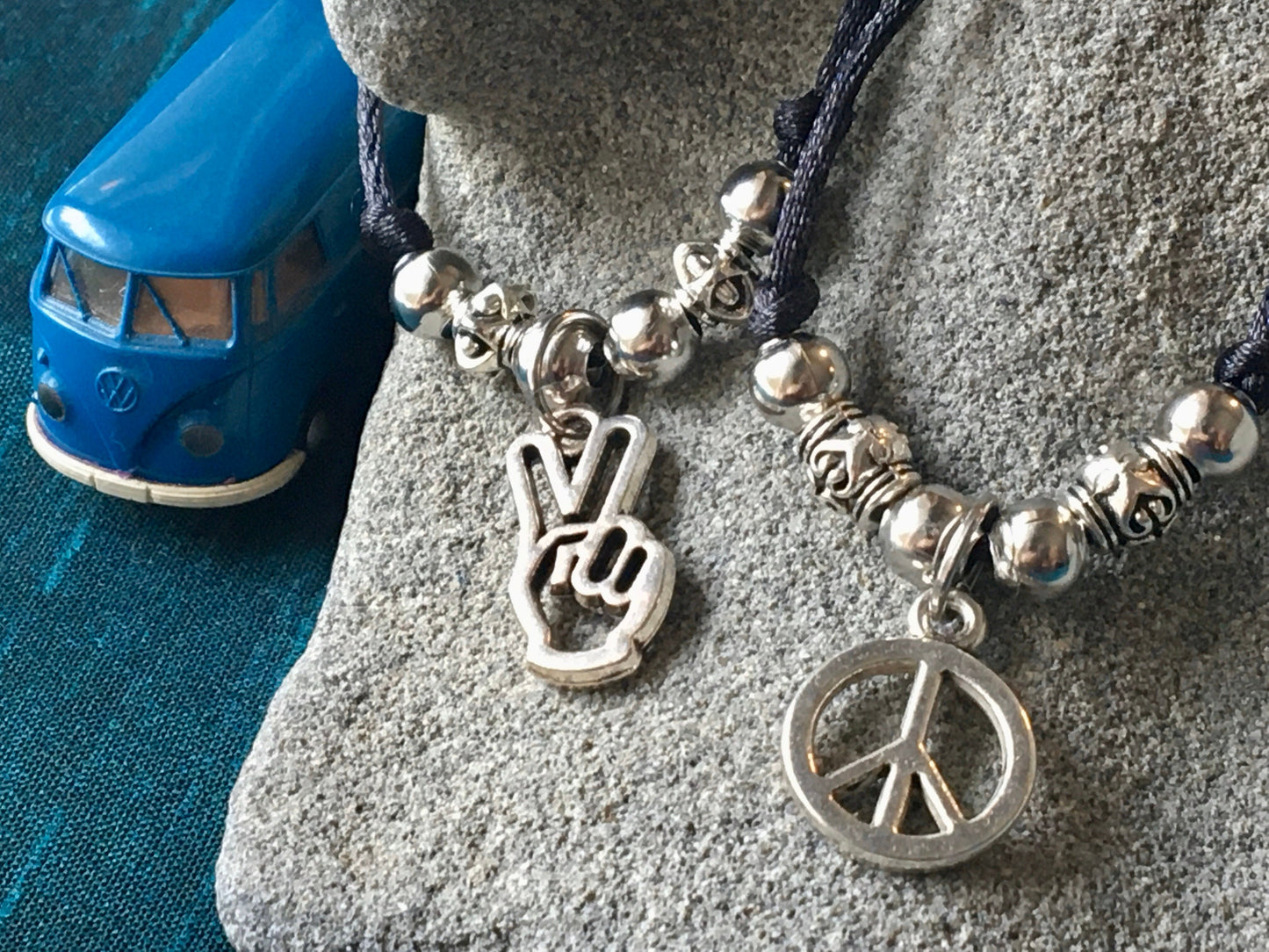 Peace Sign Hand Hippy Love Necklace