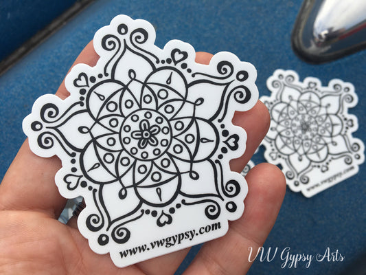 Hippy Love Mandala Flower 3” Sticker Vinyl