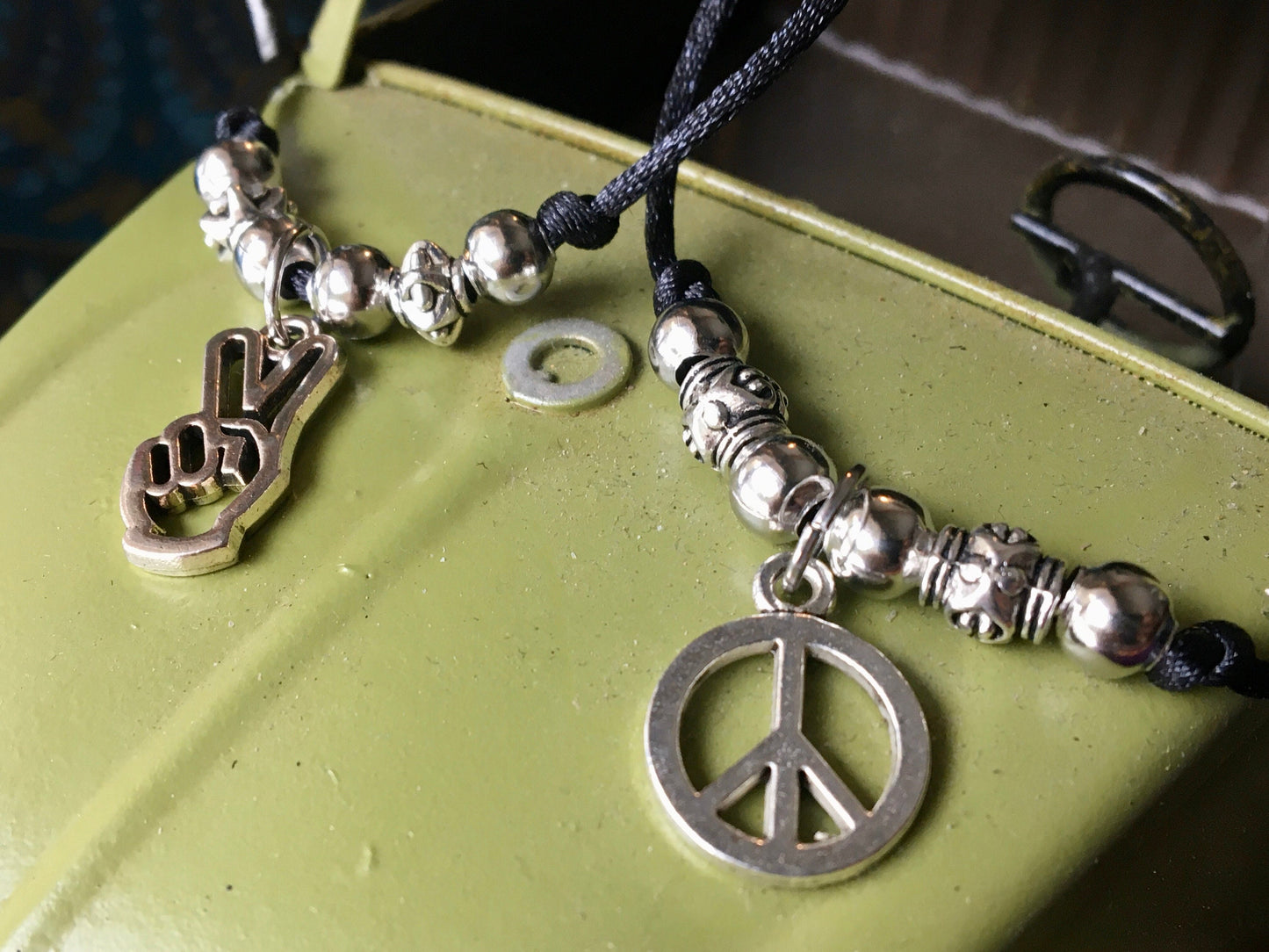 Peace Sign Hand Hippy Love Necklace