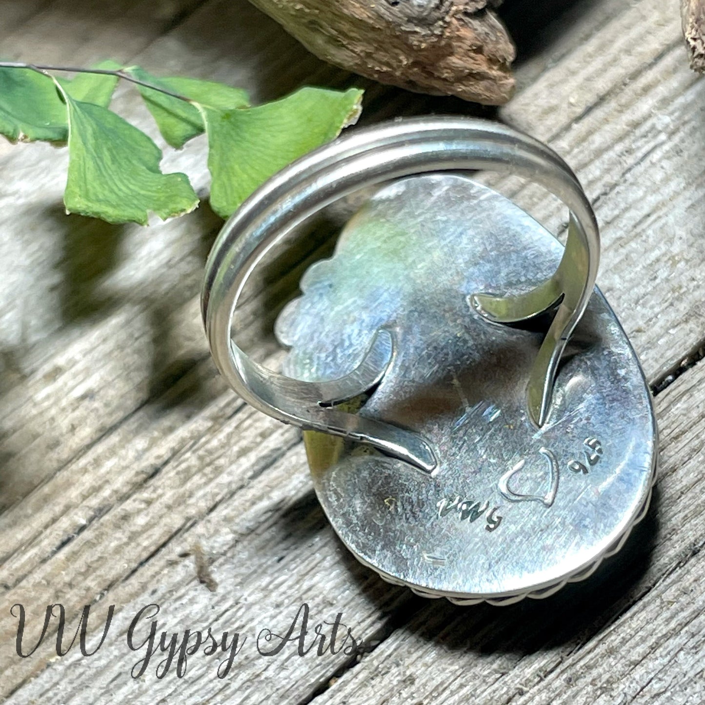 Malachite Sterling Silver Ring Size 8.5