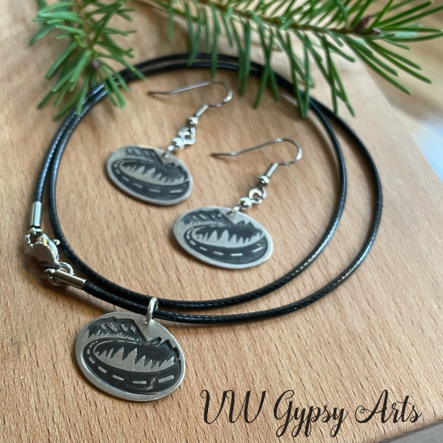 Cascade Campers Sterling Silver Earrings Hand Stamped Surgical Steel Hooks