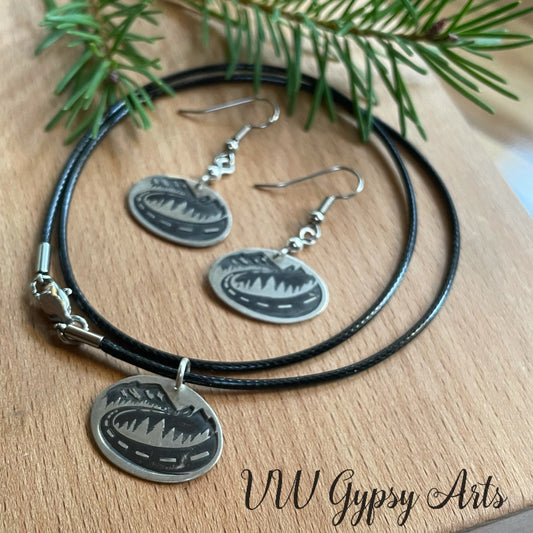 Cascade Campers Sterling Silver Earrings Hand Stamped Surgical Steel Hooks