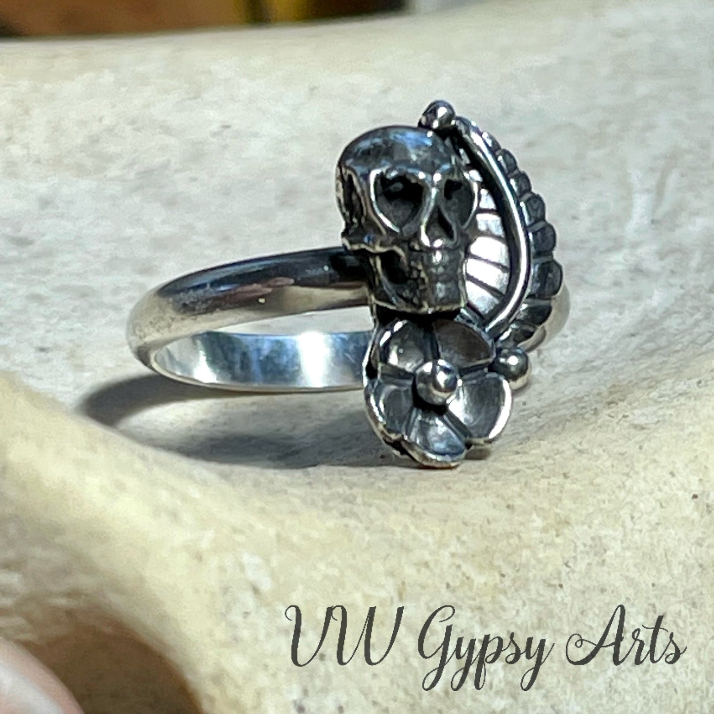 Sugar Skull Ring Sterling Silver .925