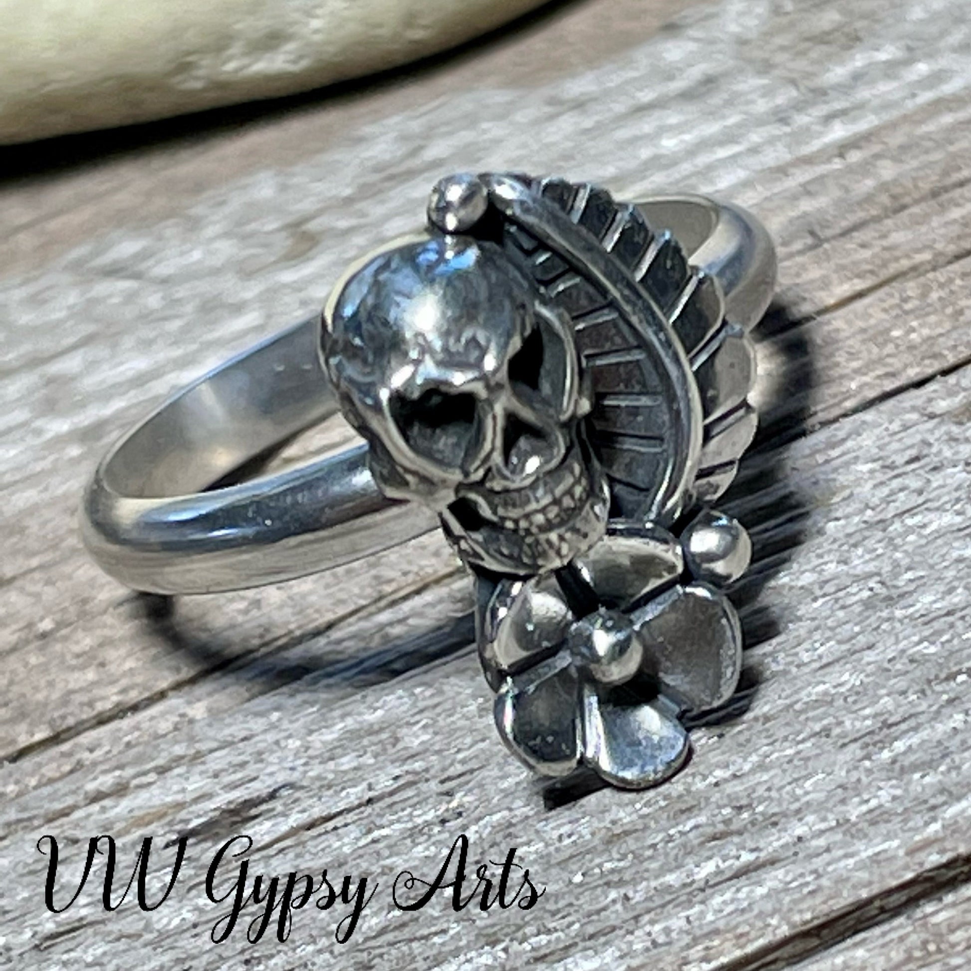 Sugar Skull Ring Sterling Silver .925