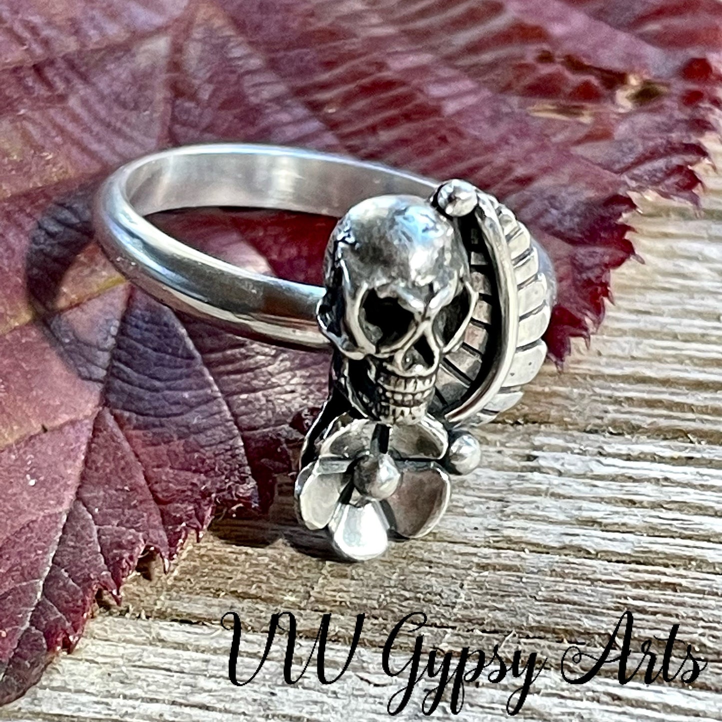 Sugar Skull Ring Sterling Silver .925