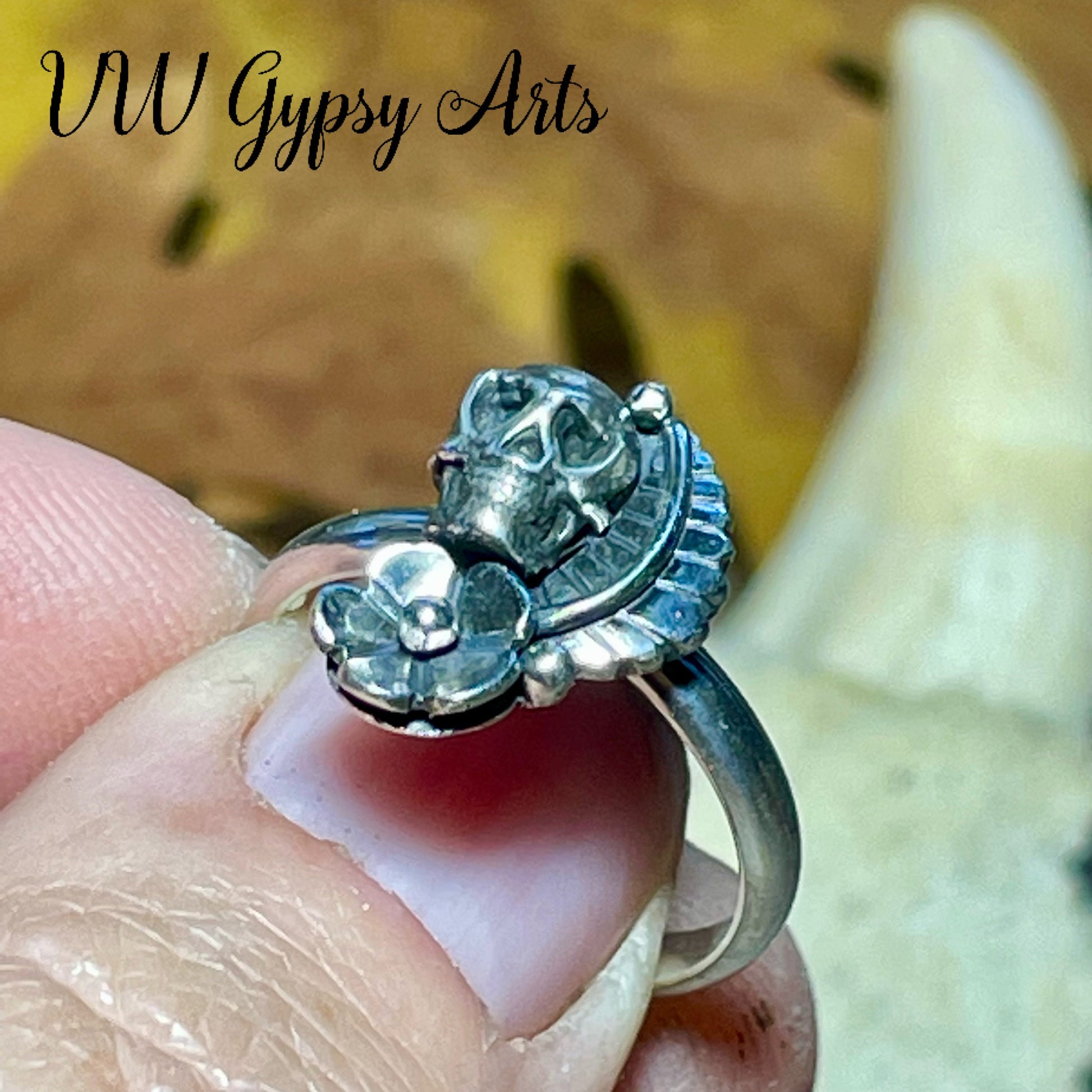 Sugar Skull Ring Sterling Silver .925