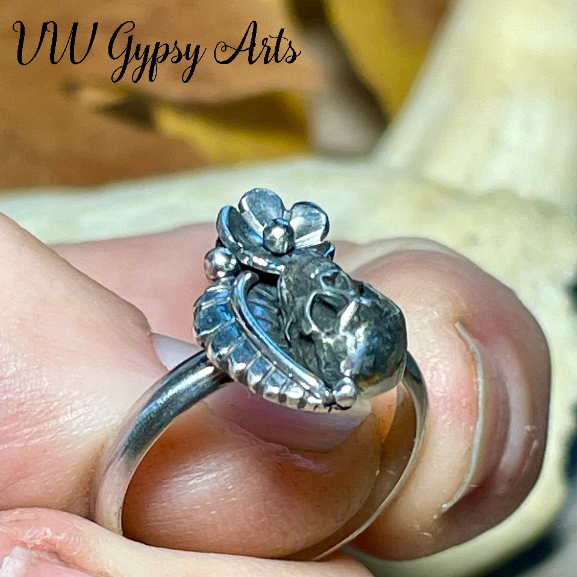 Sugar Skull Ring Sterling Silver .925