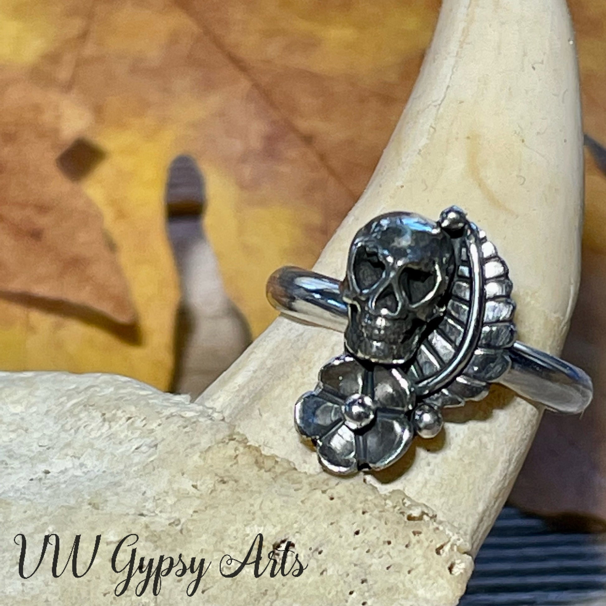 Sugar Skull Ring Sterling Silver .925