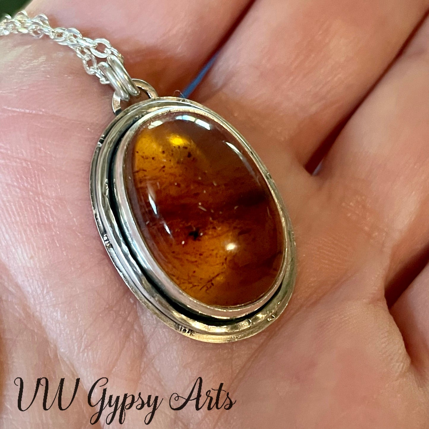 Golden Oval Sterling Silver .925 Pendant Necklace