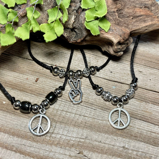 Peace Sign Hand Hippy Love Necklace