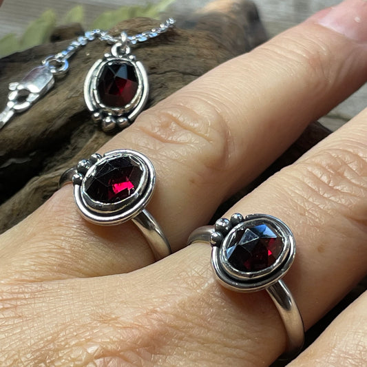 Garnet Sterling Silver Rings