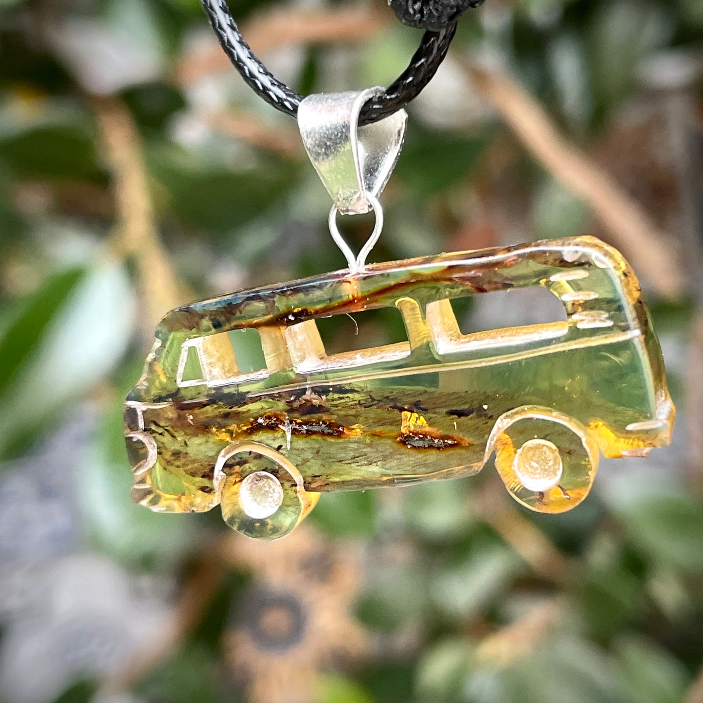 Amber Hippy Bus Necklace