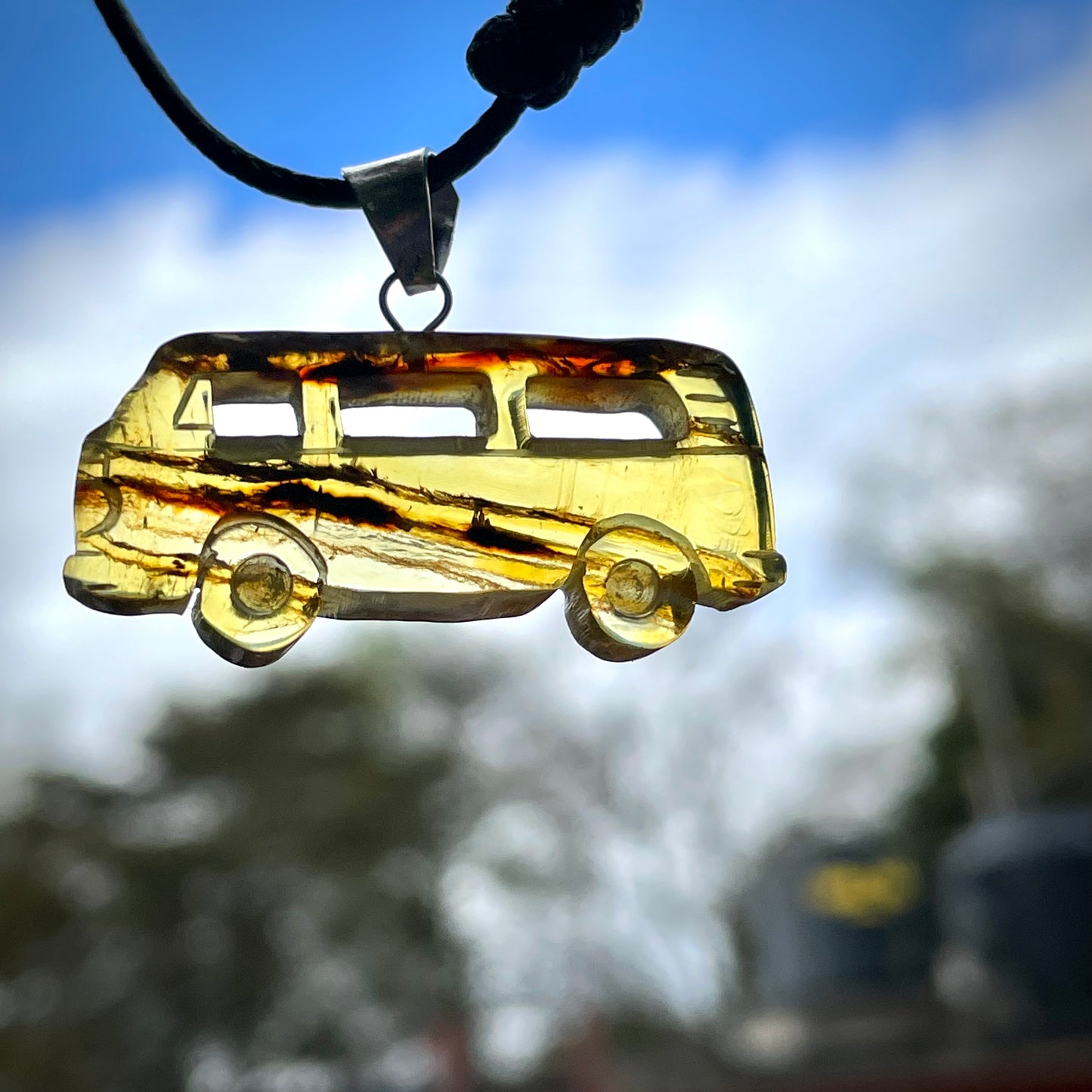 Amber Hippy Bus Necklace