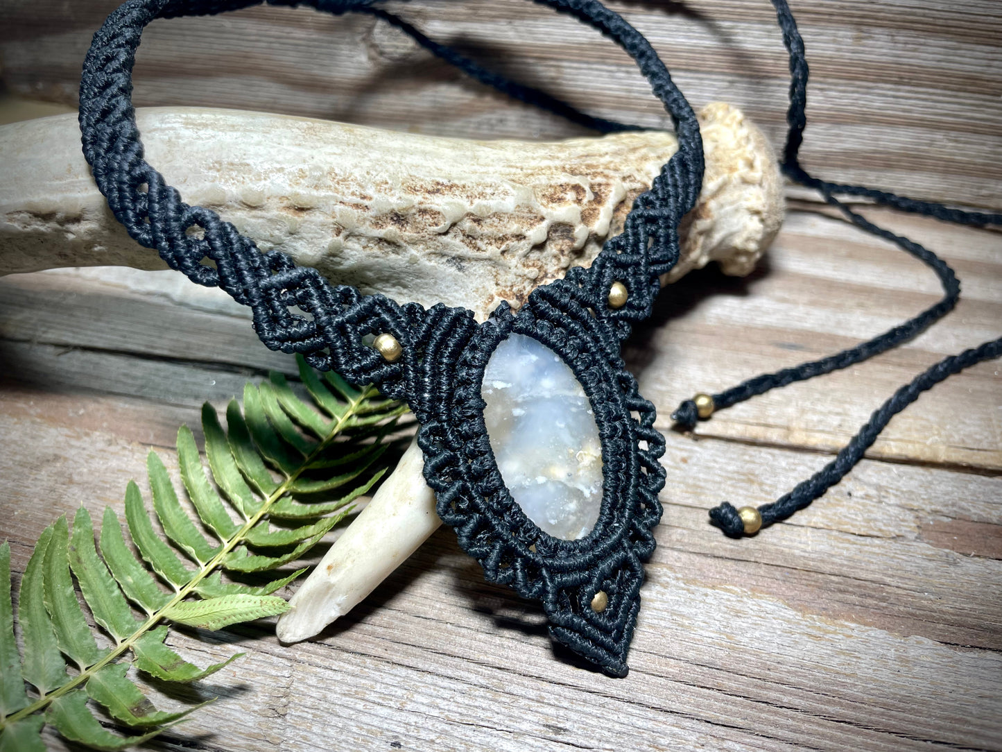 Dendritic Tiger Eye Macrame Necklace