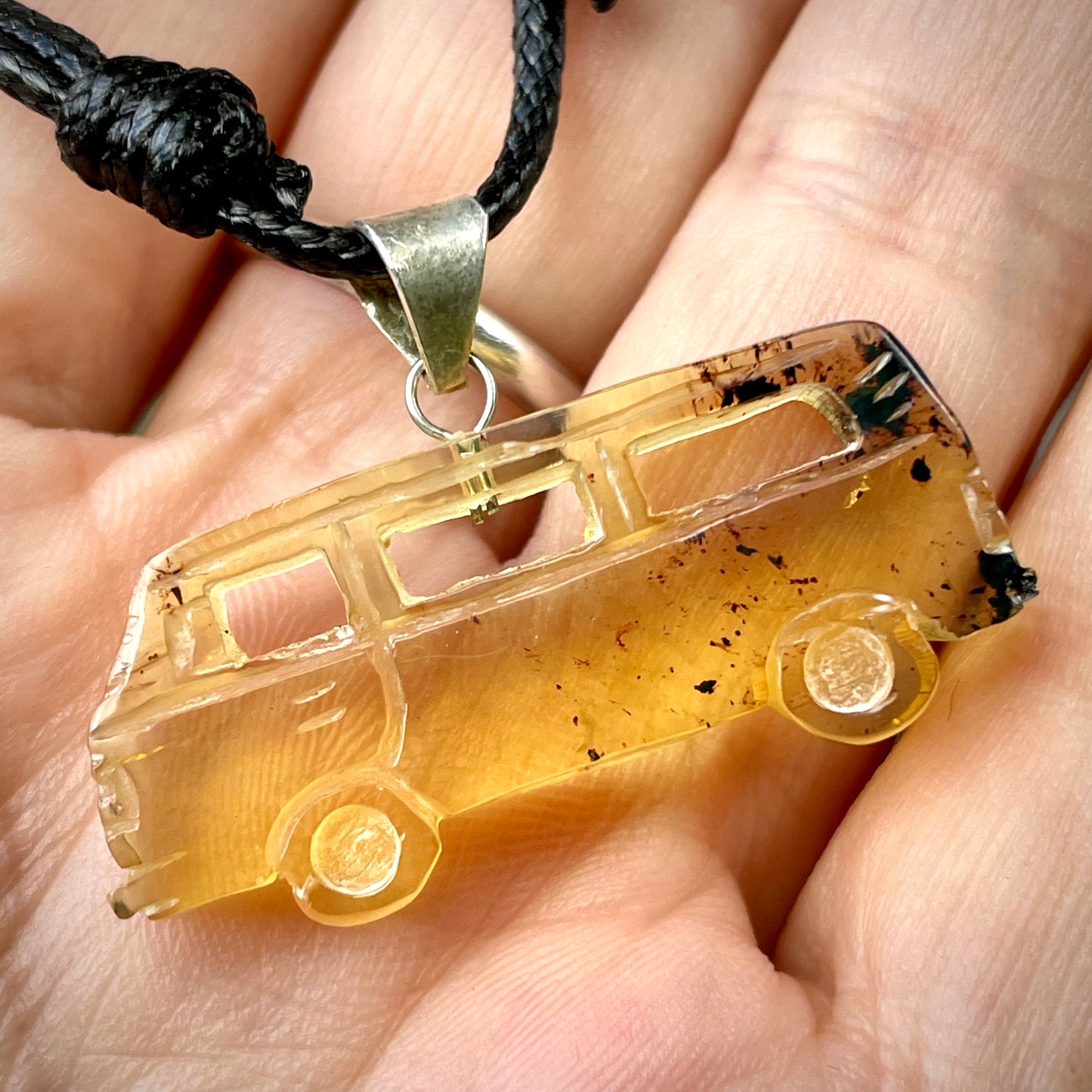 Amber Hippy Bus Necklace