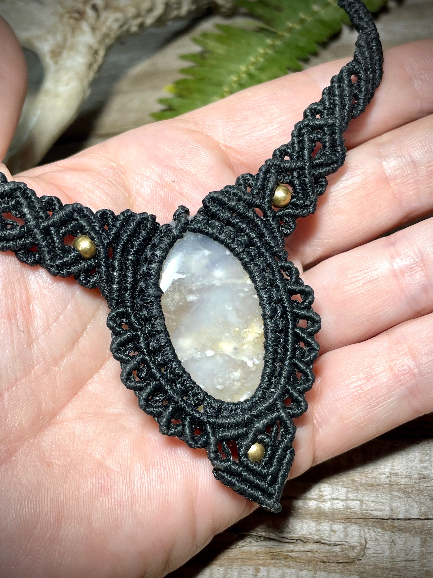 Dendritic Tiger Eye Macrame Necklace