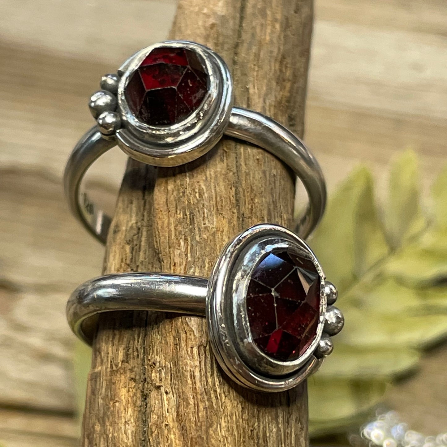 Garnet Sterling Silver Rings