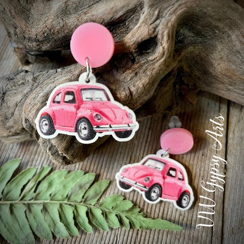 Love Bug Earrings Pink